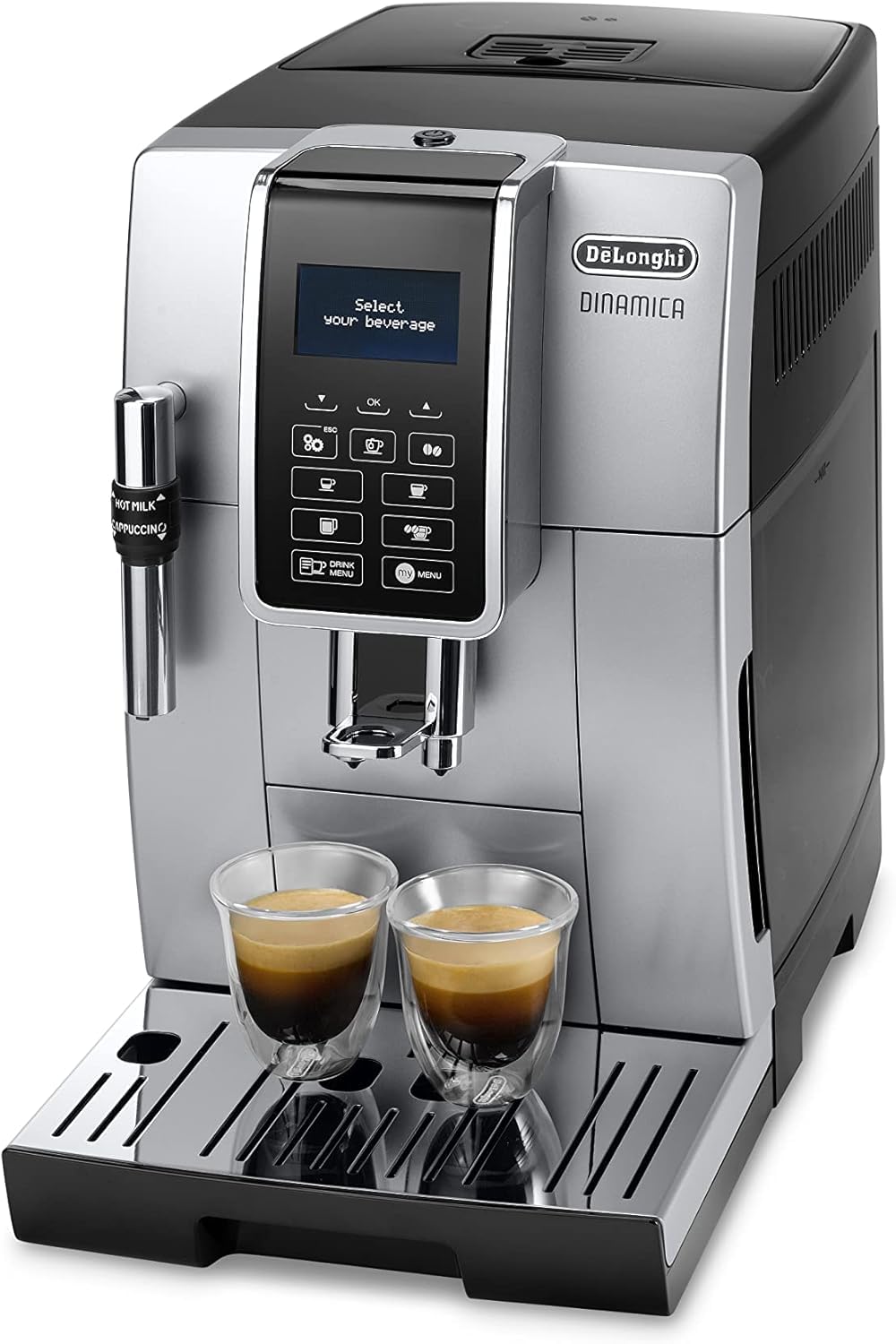 Dinamica Machine a Café Grain, Machine Expresso et Cappucino, 2L, Argent et Noir